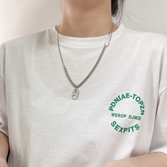 Diamond Pop Top Asymmetric Chain Necklace - Picture 3 of 4